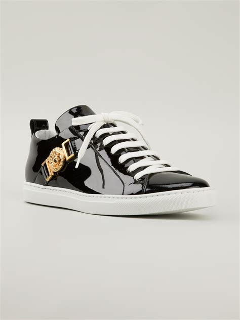 versace black leather medusa low-top sneaker